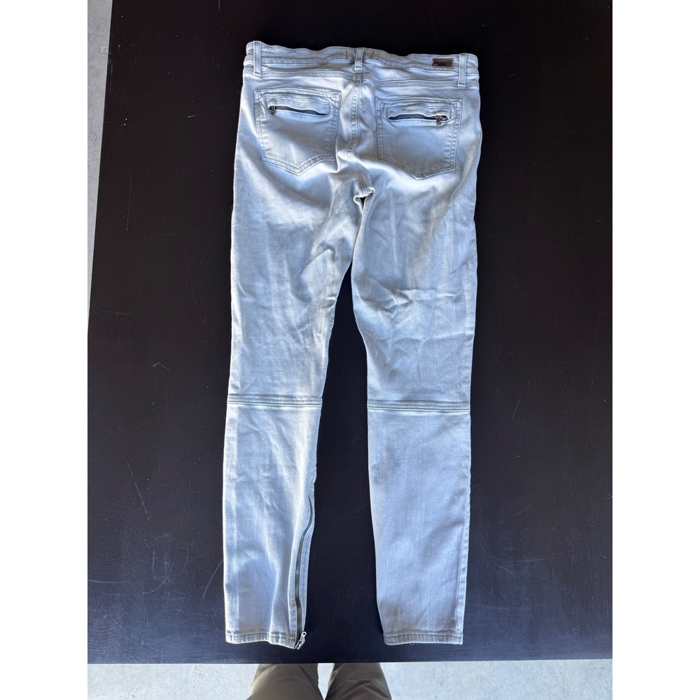 PAIGE Marley Moto Skinny Jeans Light Gray Zipper Ankle Stretch Denim Size 27 - Picture 6 of 6